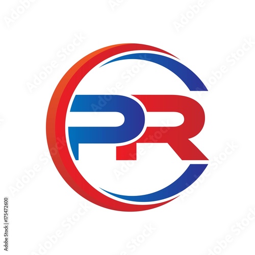 pr logo vector modern initial swoosh circle blue and red