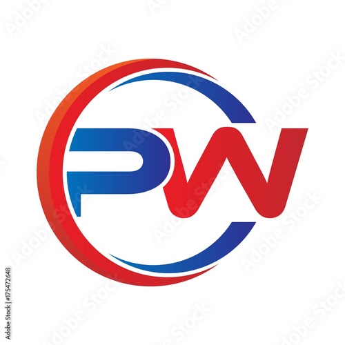 Free Download pw logo vector modern initial swoosh circle blue and red - GFXLoad