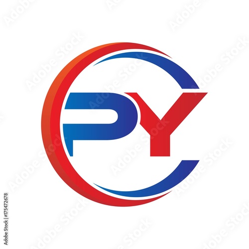 Free Download py logo vector modern initial swoosh circle blue and red - GFXLoad