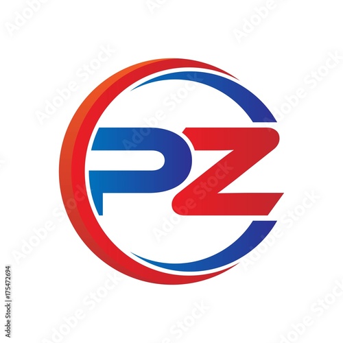 Free Download pz logo vector modern initial swoosh circle blue and red - GFXLoad