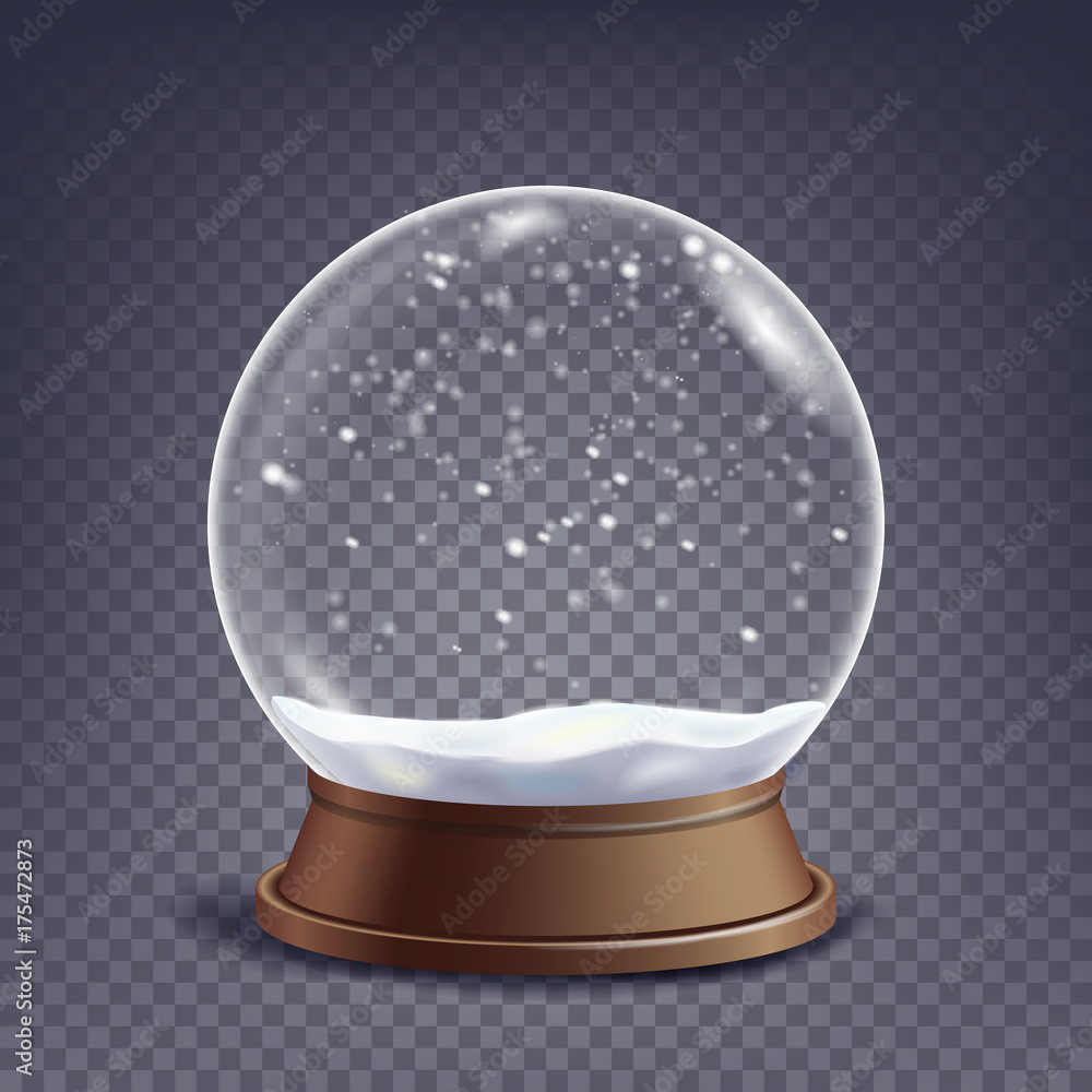 Xmas Empty Snow Globe Vector. Winter Christmas Design Element.Glass Sphere  On A Stand. Isolated On Transparent Background Illustration Stock Vector |  Adobe Stock