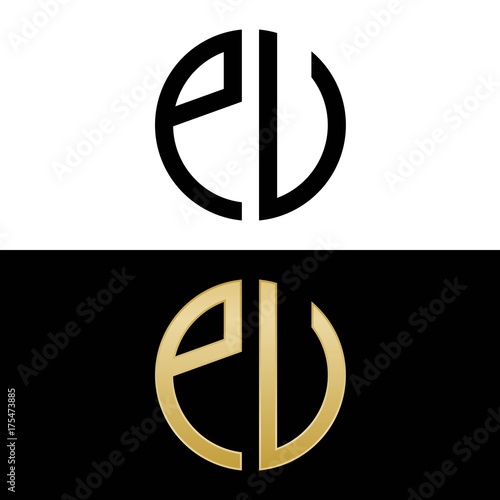 pu initial logo circle shape vector black and gold