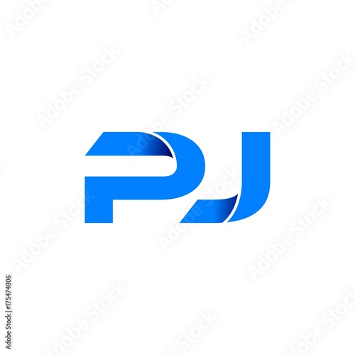 pj logo initial logo vector modern blue fold style