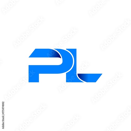 pl logo initial logo vector modern blue fold style