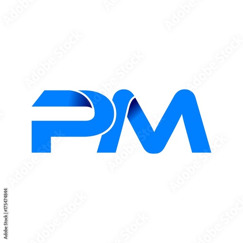 pm logo initial logo vector modern blue fold style