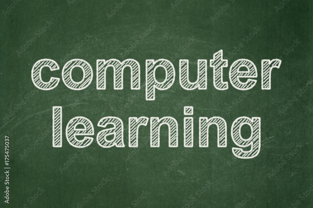 Fototapeta premium Learning concept: Computer Learning on chalkboard background