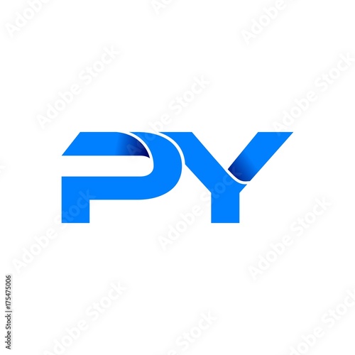 Free Download py logo initial logo vector modern blue fold style - GFXLoad