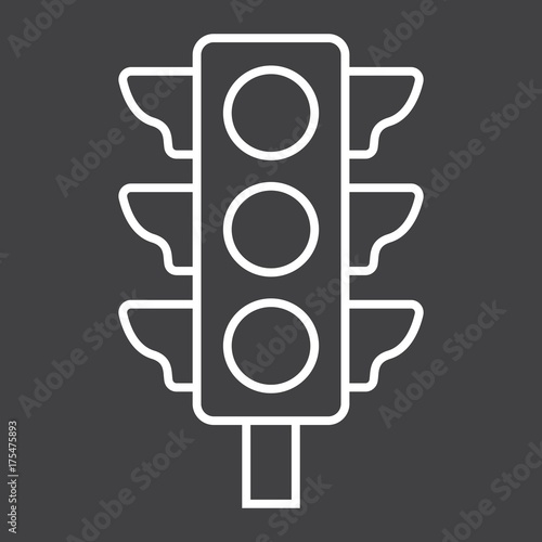 Traffic light line icon, stoplight and navigation