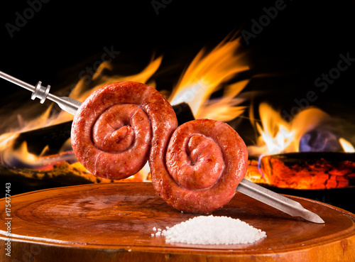 Salsage with pepper, traditional Brazilian barbecue. photo