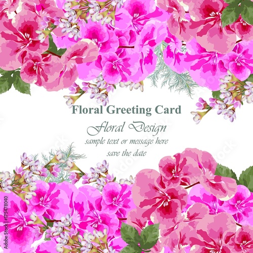 Invitation Card vector. Roses beauty flowers. Fuchsia pink colors