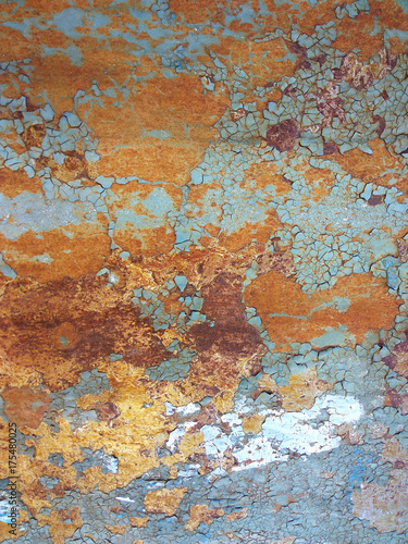 Corroded metal background. Rusty metal background with streaks of rust. Rust stains. Rystycorrosion.