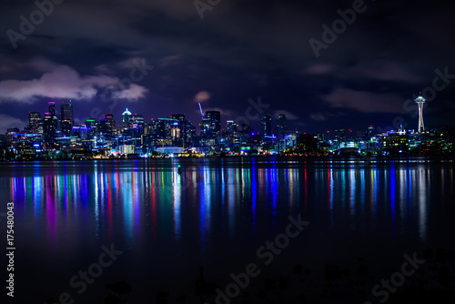Fotografie Seattle Skyline at Night