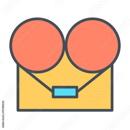 Analog stereo open reel tape deck recorder icon. Vector