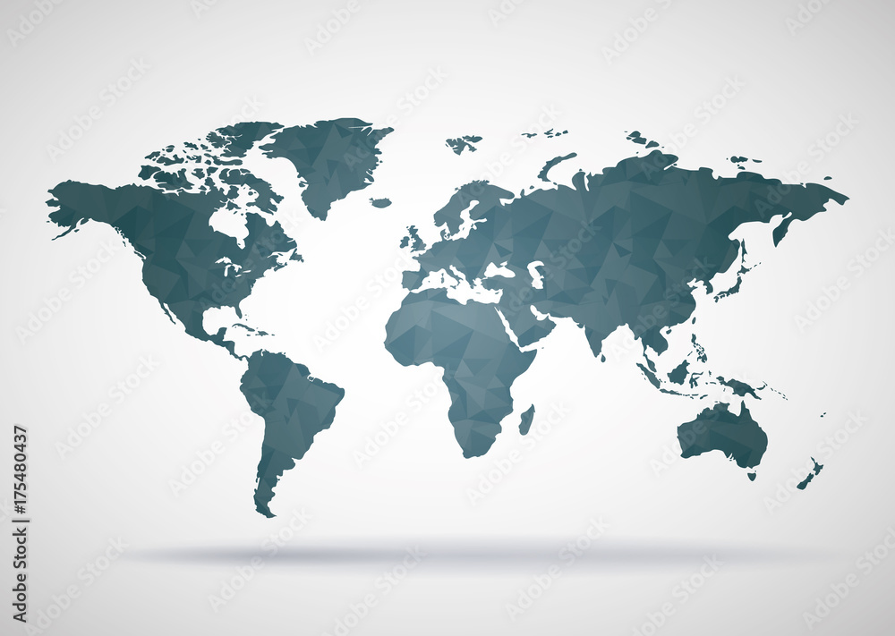 Naklejka premium World Map Polygonal Style Background, Print Ready Design