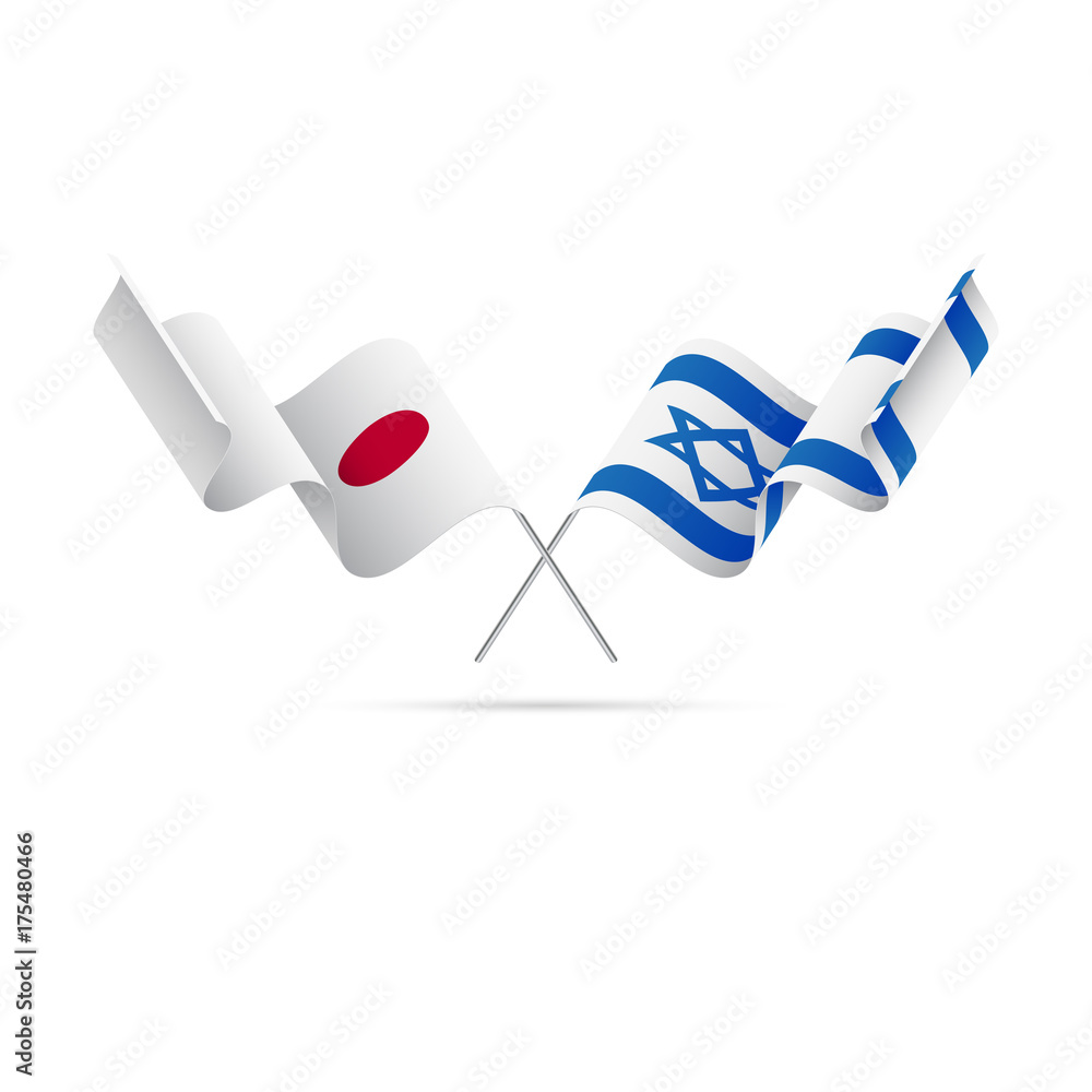 Japan and Israel flags. Vector illustration.