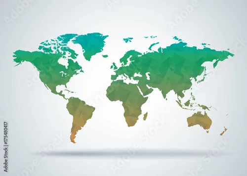 Obraz Tło mapy świata w stylu wielokąta, gotowy do wydruku