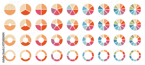 Set Pie Charts Retro