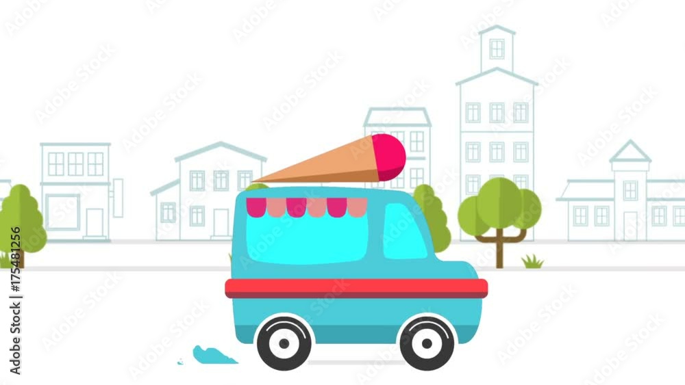 Animation of ice cream delivery van Animation of ice cream delivery van