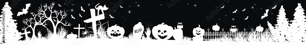 Fototapeta premium Happy Halloween in schwarz