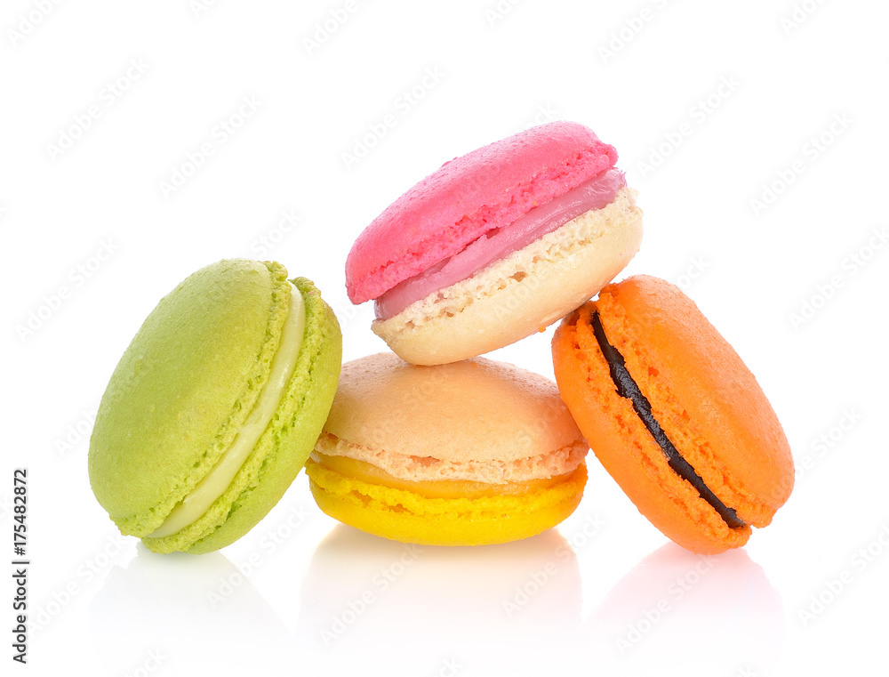 French colorful macarons isolated on a white background French colorful macarons isolated on a white background