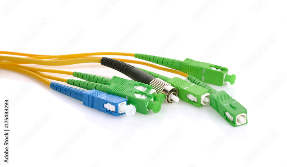 Fiber optic cables isolated on white background Fiber optic cables isolated on white background