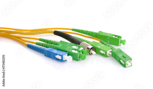 Fiber optic cables isolated on white background