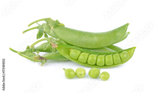 fresh green peas isolated on a white background.