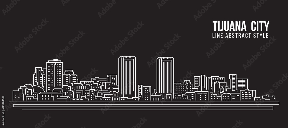 Cityscape Building Line art Vector Illustration design - Tijuana city