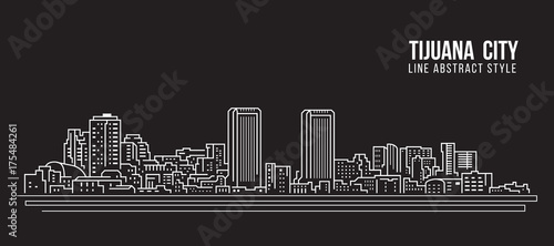 Cityscape Building Line art Vector Illustration design - Tijuana city