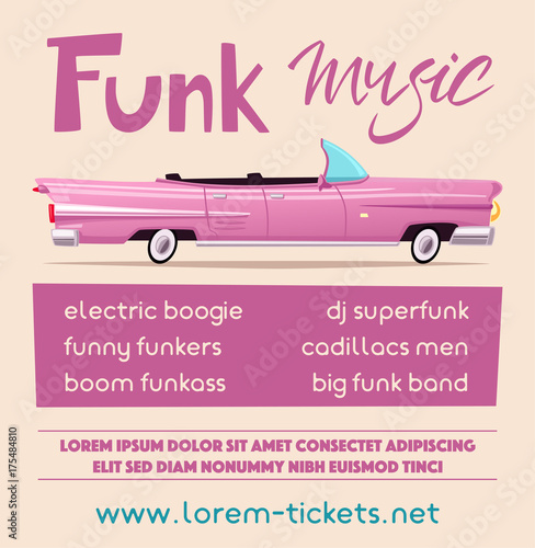 Funk music poster. Cartoon vector illustration