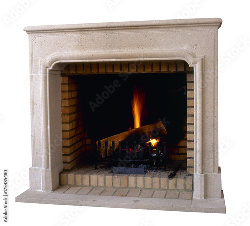 Old and vintage Marble fireplace in action isolated