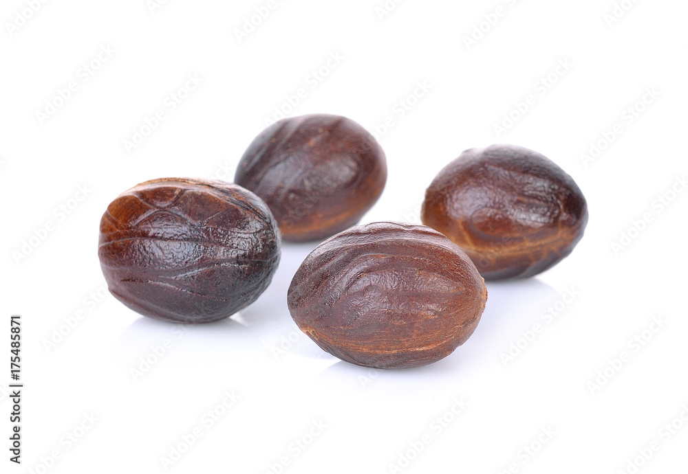 Obraz premium Nutmeg on white background.