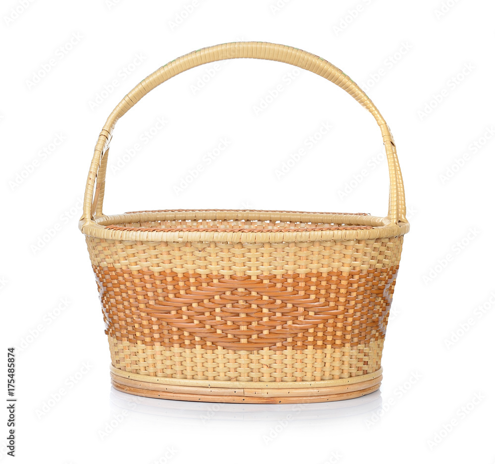 Wicker baskets( Handmade basket ) on white background.