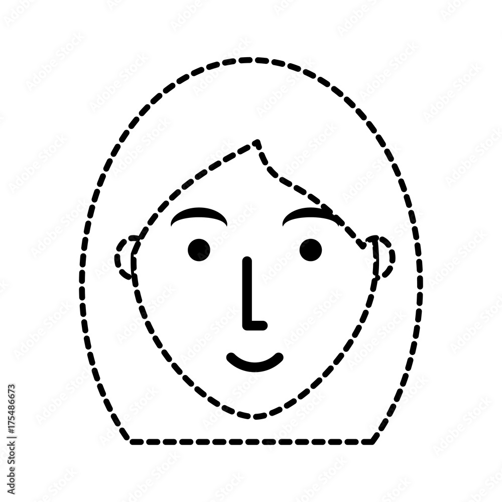 flat line uncolored face woman sticker over white background vector illustration flat line uncolored face woman sticker over white background vector illustration