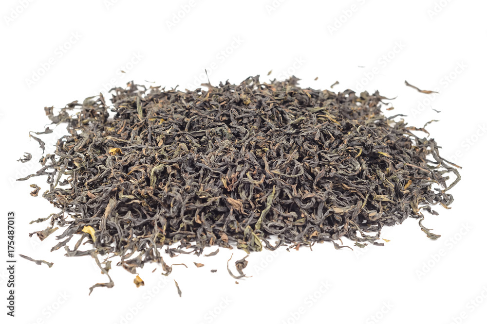 Dry black tea leaves isolated on white Dry black tea leaves isolated on white