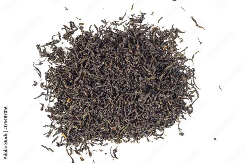 Dry black tea leaves isolated on white Dry black tea leaves isolated on white