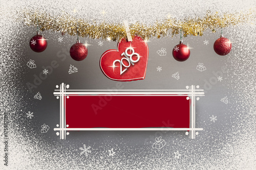 Christmas Background with various decorations. Plenty of space left for text.