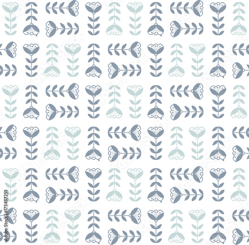 Scandinavian folk seamless pattern. Vector nordic floral background