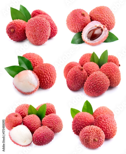 Set of lychees fruits .