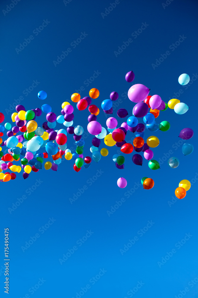Colorful Balloons flying in the sky party