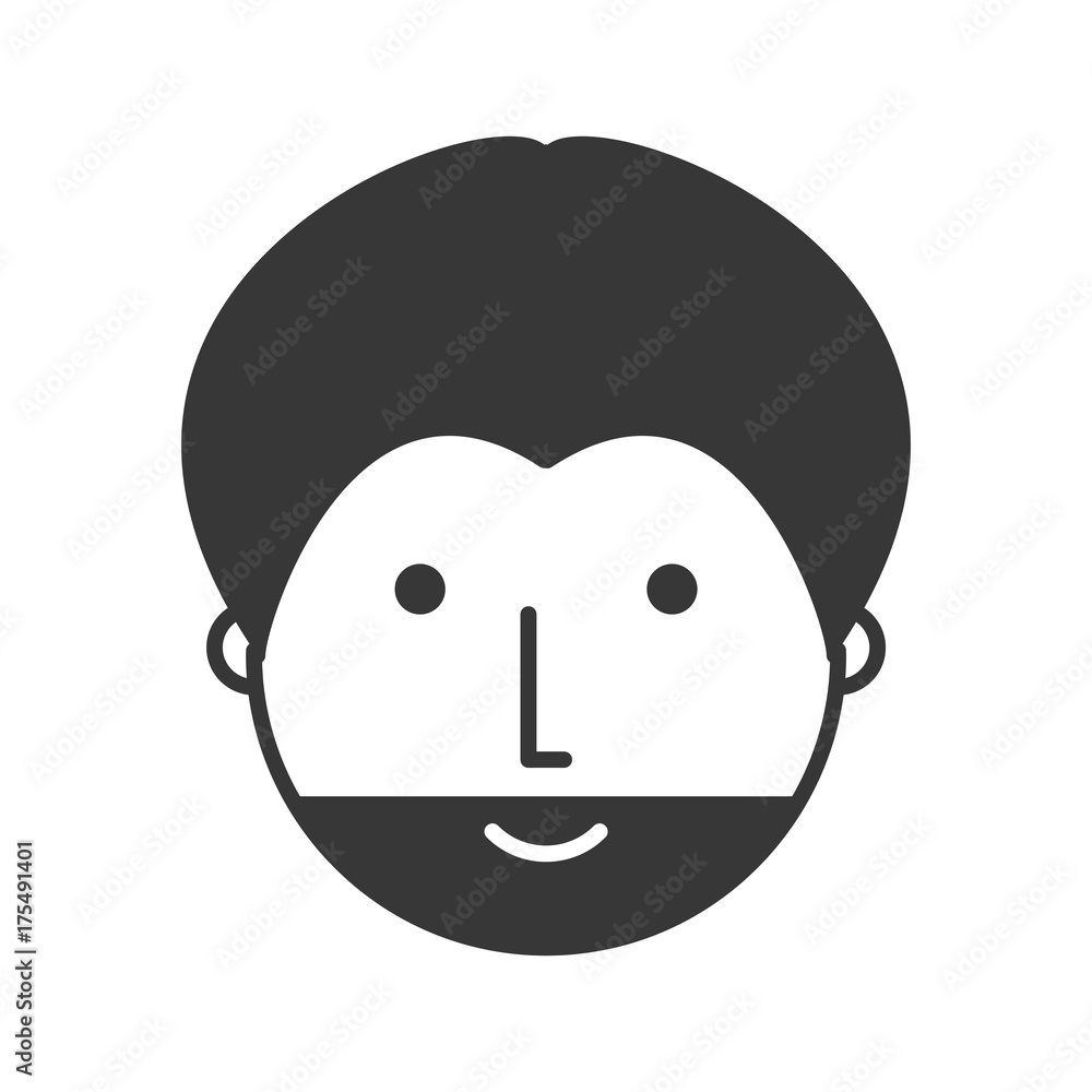 flat line monochromatic face man beard over white background vector illustration flat line monochromatic face man beard over white background vector illustration