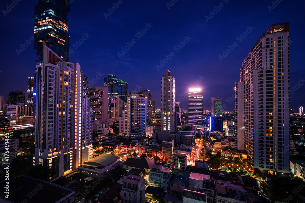Fototapeta premium abstract cityscape on blue time twilight