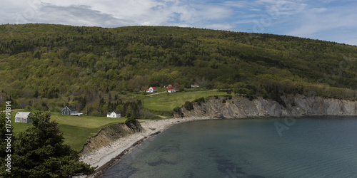 Scenic view of village at coastline  Cape North  Cape Breton Island  Nova Scotia  Canada