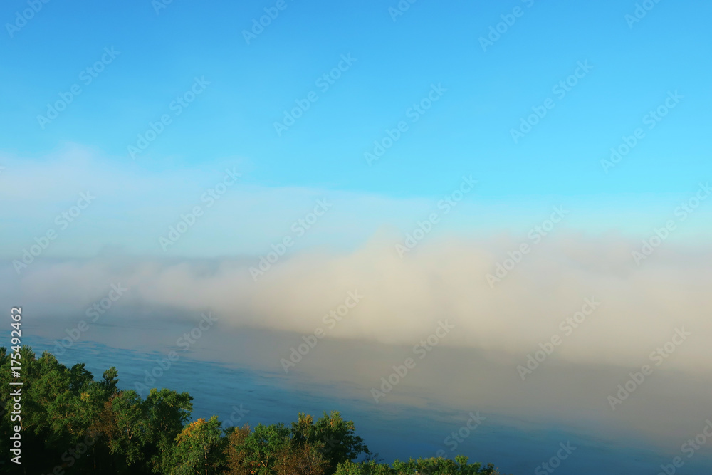 dense fog over the river