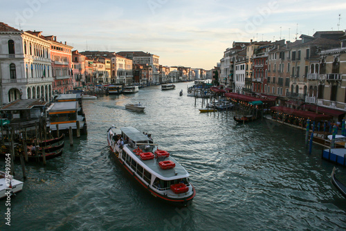 Venice, Italy - June 21, 2010: The people at water transport at Grand Canal. View from Rialto bridge © Uldis