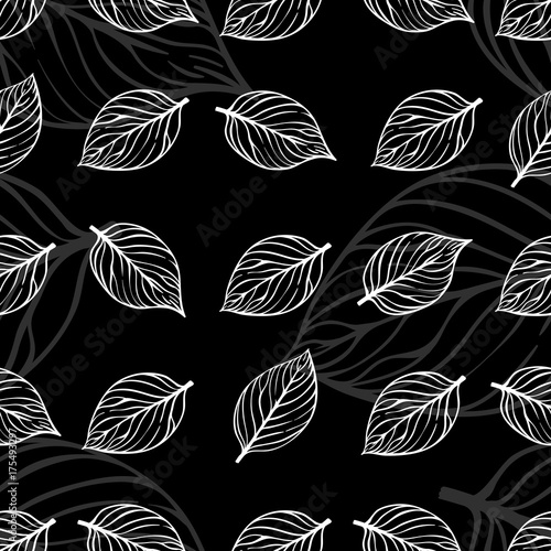 Abstract doodle leaves seamless pattern design