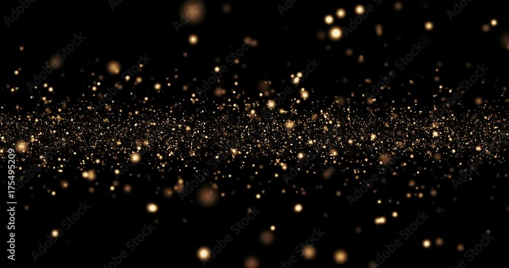 christmas golden light shine particles bokeh loopable on black background, holiday congratulation greeting party happy new year, christmas celebration concept