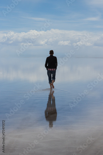 Man Walking into Wilderness, Salar De Uyuni, Bolivia