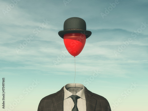 .Man with a red balloon