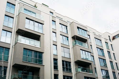 high colored building with glass reflections